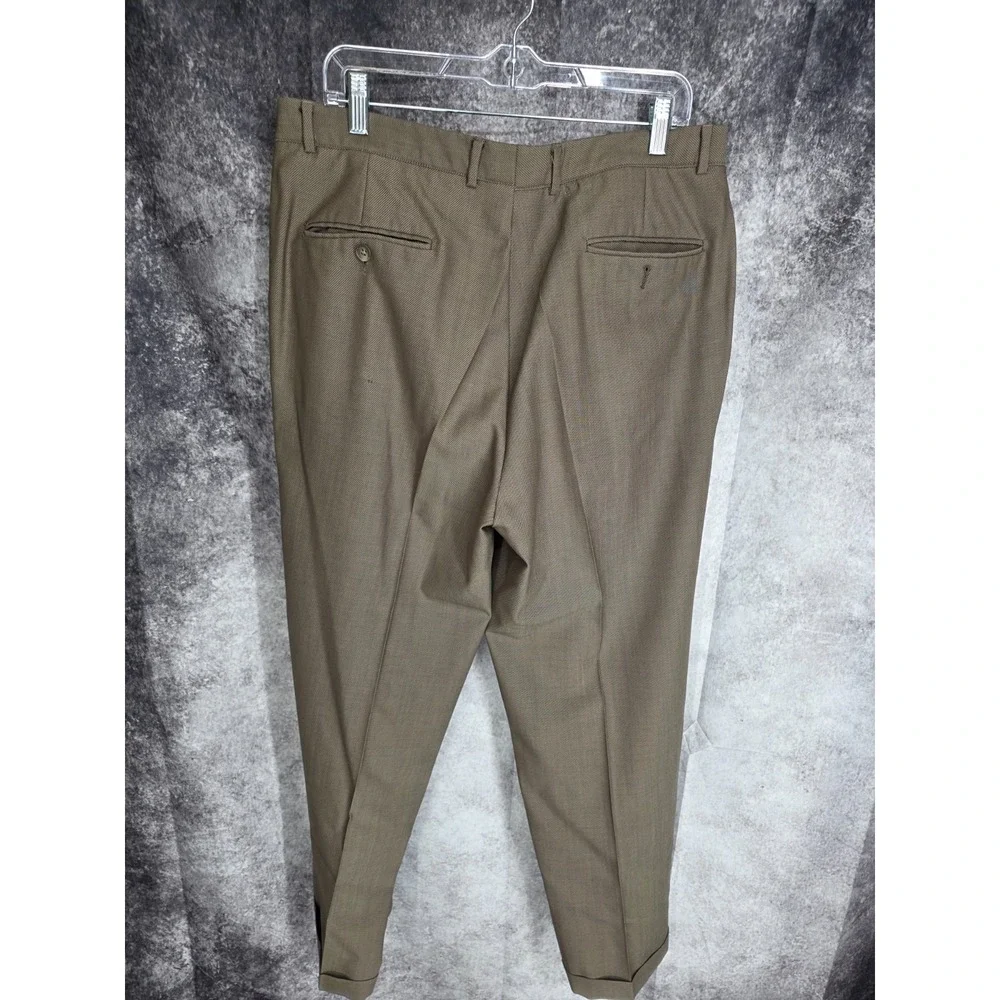 Paul Dione 2 Piece Suit Mens 43R Brown Wool Blazer Jacket 36x30 Pants Cuffed‎ *